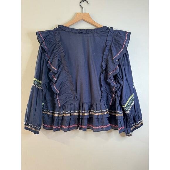 Something navy Audrey peplum top with embroidered details size XL - Picture 9 of 9